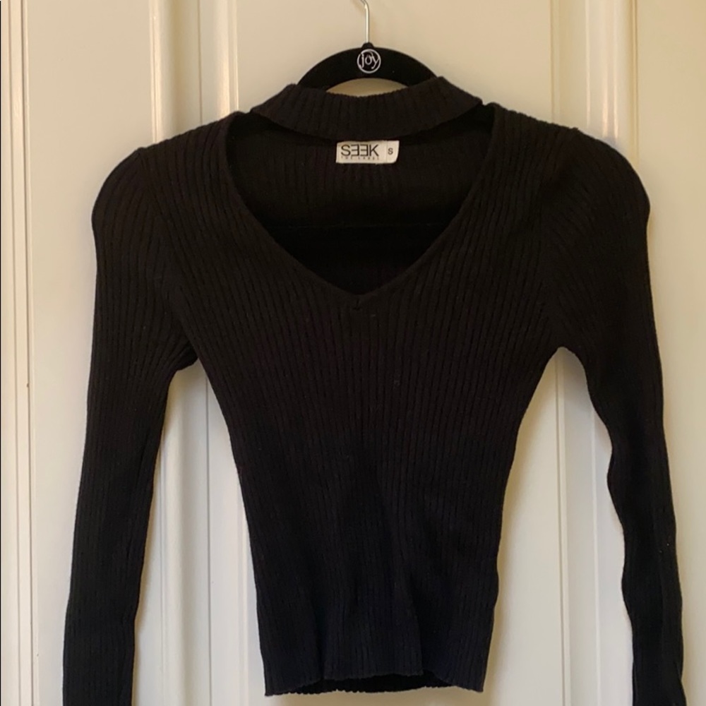 Mock neck long sleeve with open chest